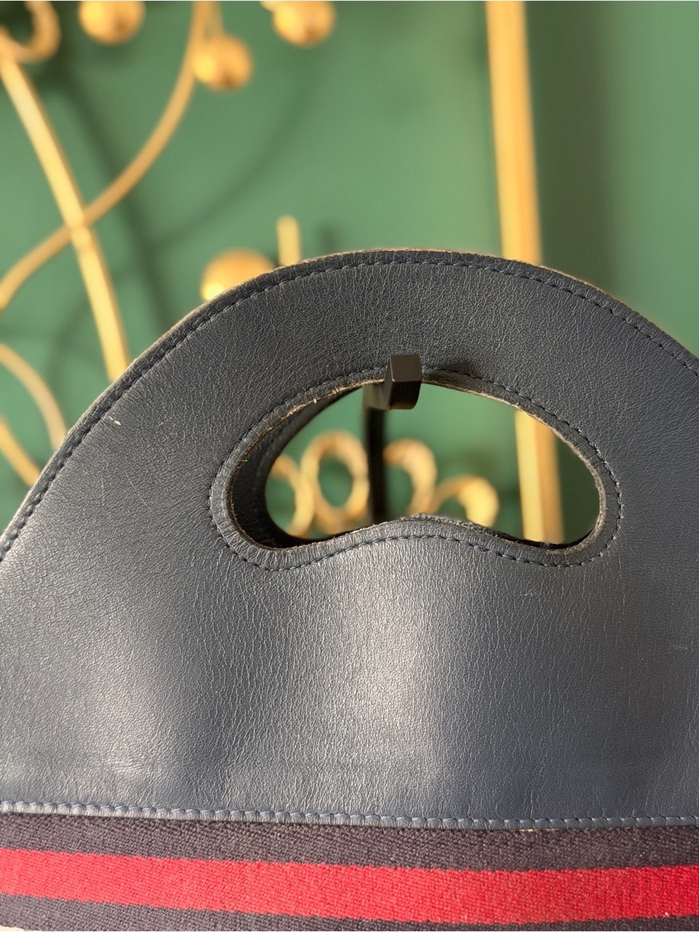 Gucci Navy Blue Leather Tote - Picture 3 of 10
